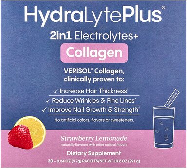 Hydralyte, VERISOL® Collagen, Erdbeerlimonade, 30 Päckchen, je 9,7 g (0,34 oz.).