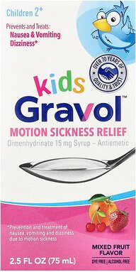 Gravol, Kids, Motion Sickness Relief, Linderung von Reisekrankheit, Kinder ab 2 Jahren, gemischte Früchte, 75 ml (2,5 fl...