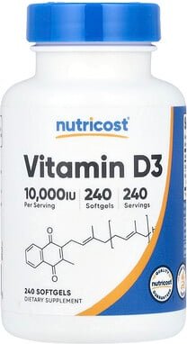 Thumbnail - Nutricost, Vitamin D3, 250 mcg (10.000 IU), 240 Weichkapseln