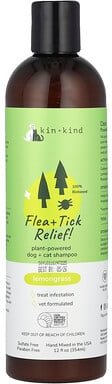 Kin+Kind, Flea + Tick Relief!, Plant-Powered Dog + Cat Shampoo, pflanzliches Hunde- und Katzenshampoo, Zitronengras, 354...
