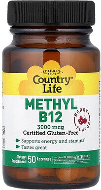 Country Life, Methyl B12, Beere, 50 Lutschtabletten
