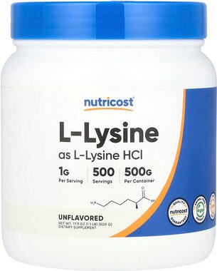 Thumbnail - Nutricost, L-Lysine, Unflavored, L-Lysin, geschmacksneutral, 500 g (17,9 oz.)