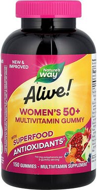 Nature's Way, Alive!® Women's 50+ Multivitamin Gummy, Multivitamin-Fruchtgummi für Frauen ab 50, gemischte Beeren, 150 F...