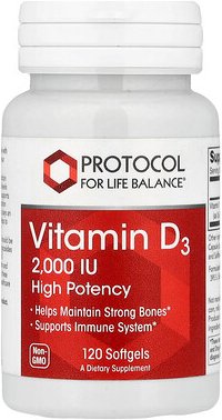 Protocol for Life Balance, Vitamin D3, hochwirksam, 2.000 IE, 120 Weichkapseln
