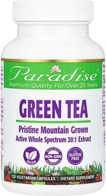 Paradise Herbs, Green Tea, Grüner Tee, 120 pflanzliche Kapseln (250 mg pro Kapsel)