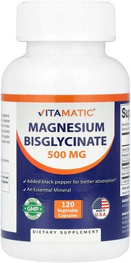 Vitamatic, Magnesium Bisglycinate, Magnesiumbisglycinat, 120 Kapseln
