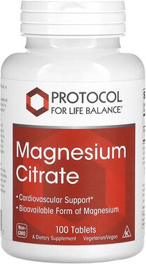 Protocol for Life Balance, Magnesiumcitrat, 100 Tabletten (200 mg pro Tablette)