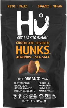 Hu, Mit Schokolade überzogene Hunks, Mandeln + Meersalz, 113 g (4 oz.)