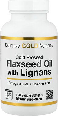California Gold Nutrition, Cold Pressed Flaxseed Oil with Lignans, kalt gepresstes Leinsamenöl mit Lignanen, 120 pflanzl...