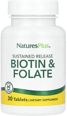 Thumbnail - NaturesPlus, Biotin & Folate mit anhaltender Freisetzung, 30 Tabletten