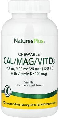 Thumbnail - NaturesPlus, Chewable Cal/Mag/Vit D3 with Vitamin K2, Chewable Cal/Mag/Vit D3 with Vitamin K2, Vanille, 60 Kautabletten
