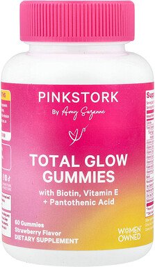 Pink Stork, Total Glow Gummies, Fruchtgummis für mehr Glow, Erdbeere, 60 Fruchtgummis