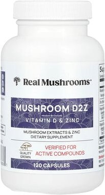 Real Mushrooms, Pilz D2Z, D2/Beta-Glucan/Zink, 120 Kapseln