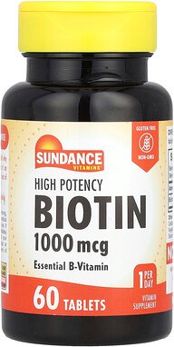 Thumbnail - Sundance Vitamins, High Potency Biotin, hochwirksames Biotin, 1.000 mcg, 60 Tabletten
