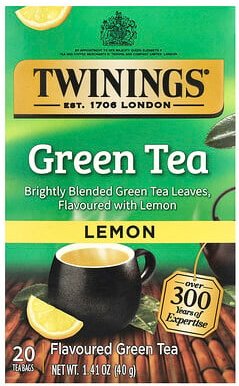 Twinings, Flavored Green Tea, aromatisierter grüner Tee, Zitrone, 20 Teebeutel, 40 g (1,41 oz.)