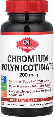 Olympian Labs, Chrompolynicotinat, 200 mcg, 100 vegetarische Kapseln