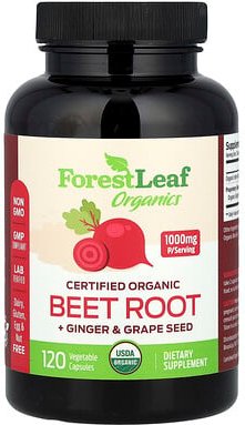 Forest Leaf, Certified Organic Beet Root + Ginger & Grape Seed, bio-zertifizierte Rote-Bete-Wurzel + Ingwer- und Trauben...