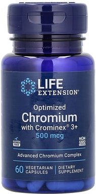 Life Extension, Optimized Chromium with Crominex 3+, 500 mcg, 60 vegetarische Kapseln