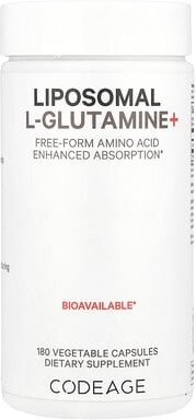 Codeage, Liposomal L-Glutamine+, liposomales L-Glutamin+, 180 pflanzliche Kapseln (500 mg pro Kapsel)