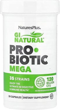 NaturesPlus, GI Natural® Probiotic Mega, Probiotikum, 120 Milliarden KBE, 30 Kapseln