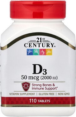 21st Century, Vitamin D3, 50 mcg (2.000 IU), 110 Tabletten