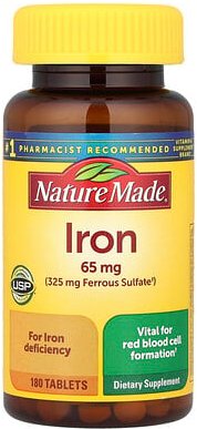 Nature Made, Eisen, 65 mg, 180 Tabletten