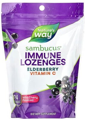 Thumbnail - Nature's Way, Sambucus® Immune Lozenges, Holunder, Vitamin C, Wildkirsche, 24 Lutschtabletten