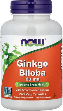 NOW Foods, Ginkgo Biloba, 60 mg, 240 vegetarische Kapseln