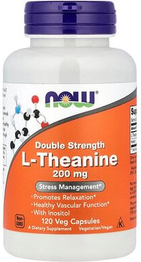 NOW Foods, L-Theanine, L-Theanin, 120 pflanzliche Kapseln