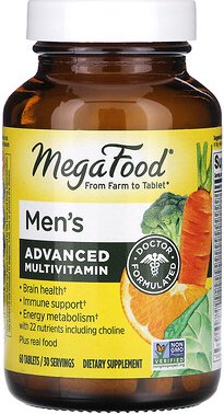 MegaFood, Men‘s Advanced Multivitamin, fortschrittliches Multivitamin für Männer, 60 Tabletten