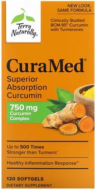 Thumbnail - Terry Naturally, CuraMed, Superior Absorption Curcumin, Kurkumin mit überragender Aufnahme 750 mg, 120 Weichkapseln