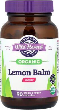Oregon's Wild Harvest, Organic Lemon Balm, Bio-Zitronenmelisse, 90 vegane Kapseln (375 mg pro Kapsel)