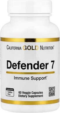 California Gold Nutrition, Defender 7, mit Vitamin A, Zink, Selen und Hafer-Beta-Glucan, 60 vegetarische Kapseln