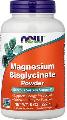 NOW Foods, Magnesium Bisglycinate Powder, Magnesiumbisglycinat-Pulver, 227 g (8 oz.)