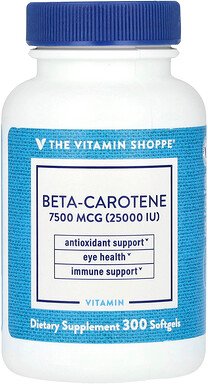 The Vitamin Shoppe, Betacarotine, Betacarotin, 7.500 mcg (25.000 IU), 300 Weichkapseln