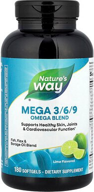 Nature's Way, Mega 3/6/9, Omega-Mischung, Limettengeschmack, 180 Weichkapseln