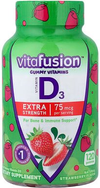 VitaFusion, Gummy Vitamins, Vitamine, Vitamin D3, natürlicher Erdbeergeschmack, 75 mcg, 120 Fruchtgummis (37,5 mcg pro F...