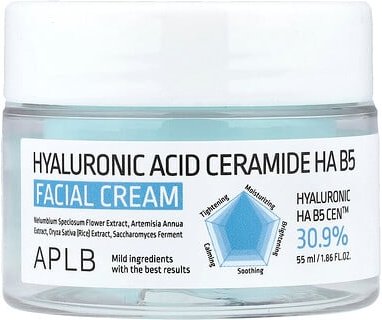 APLB, Hyaluronic Acid Ceramide HA B5 Facial Cream, Gesichtscreme mit Hyaluronsäure-Ceramid HA und B5, 55 ml (1,86 fl. oz...