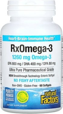 Thumbnail - Natural Factors, RxOmega-3, 60 Weichkapseln (630 mg pro Weichkapsel)