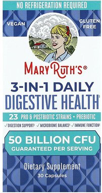 MaryRuth's, 3-In-1 Daily Digestive Health, Verdauungsgesundheit, 50 Milliarden KBE, 30 Kapseln