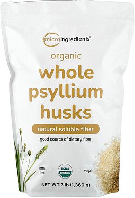 Micro Ingredients, Organic Whole Flohsamenschalen, ganze Bio-Flohsamenschalen, 1,36 kg (3 lbs.)