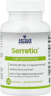 Arthur Andrew Medical, Serretia®, Pure Serrapeptase, reine Serrapeptase, 30 Kapseln (125.000 SPU pro Kapsel)