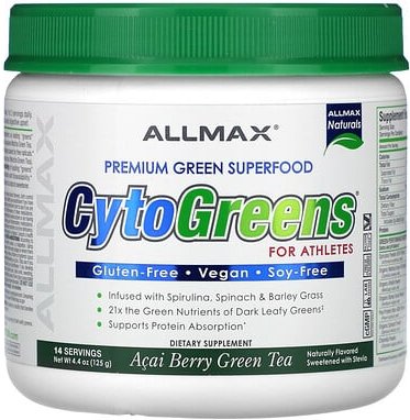 ALLMAX, CytoGreens®, Premium Green Superfood For Athletes, grünes Premium-Superfood für Sportler, Açaí-Beere-Grüntee, 12...