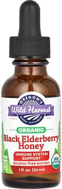 Thumbnail - Oregon's Wild Harvest, Organic Black Elderberry Honey, Bio-Honig mit schwarzem Holunder, alkoholfrei, 30 ml (1 fl. oz.)