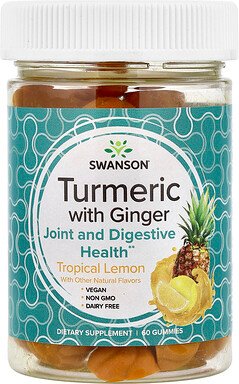 Thumbnail - Swanson, Turmeric With Ginger Gummies, Kurkuma mit Ingwer-Fruchtgummis, tropische Zitrone, 60 Fruchtgummis