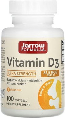 Thumbnail - Jarrow Formulas, Vitamin D3, Ultra stark, 62,5 mcg (2.500 IU), 100 Weichkapseln