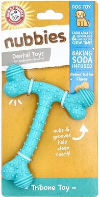 Arm & Hammer, Nubbies, Dental Toys For Moderate Chewers, Zahnspielzeug für mäßige Kauer, Tribone, Erdnussbutter, 1 Spiel...