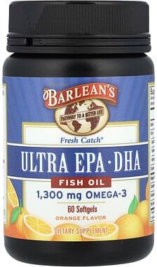 Thumbnail - Barlean's, Fresh Catch®, Ultra EPA/DHA Fish Oil, ultra-EPA/DHA-Fischöl, Orange, 60 Weichkapseln (650 mg pro Weichkapsel)