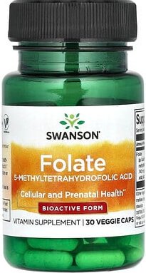 Swanson, Folate, 30 pflanzliche Kapseln (680 mcg DFE pro Kapsel)