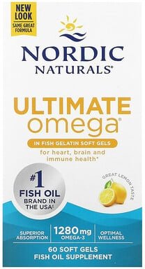 Thumbnail - Nordic Naturals, Ultimate Omega, Omega-3-Fischöl, Zitrone, 60 Weichkapseln aus Fischgelatine (640 mg pro Weichkapsel)
